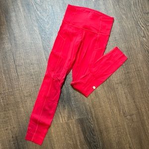 Lululemon fast and free with side pockets - gorgeous red - size 2